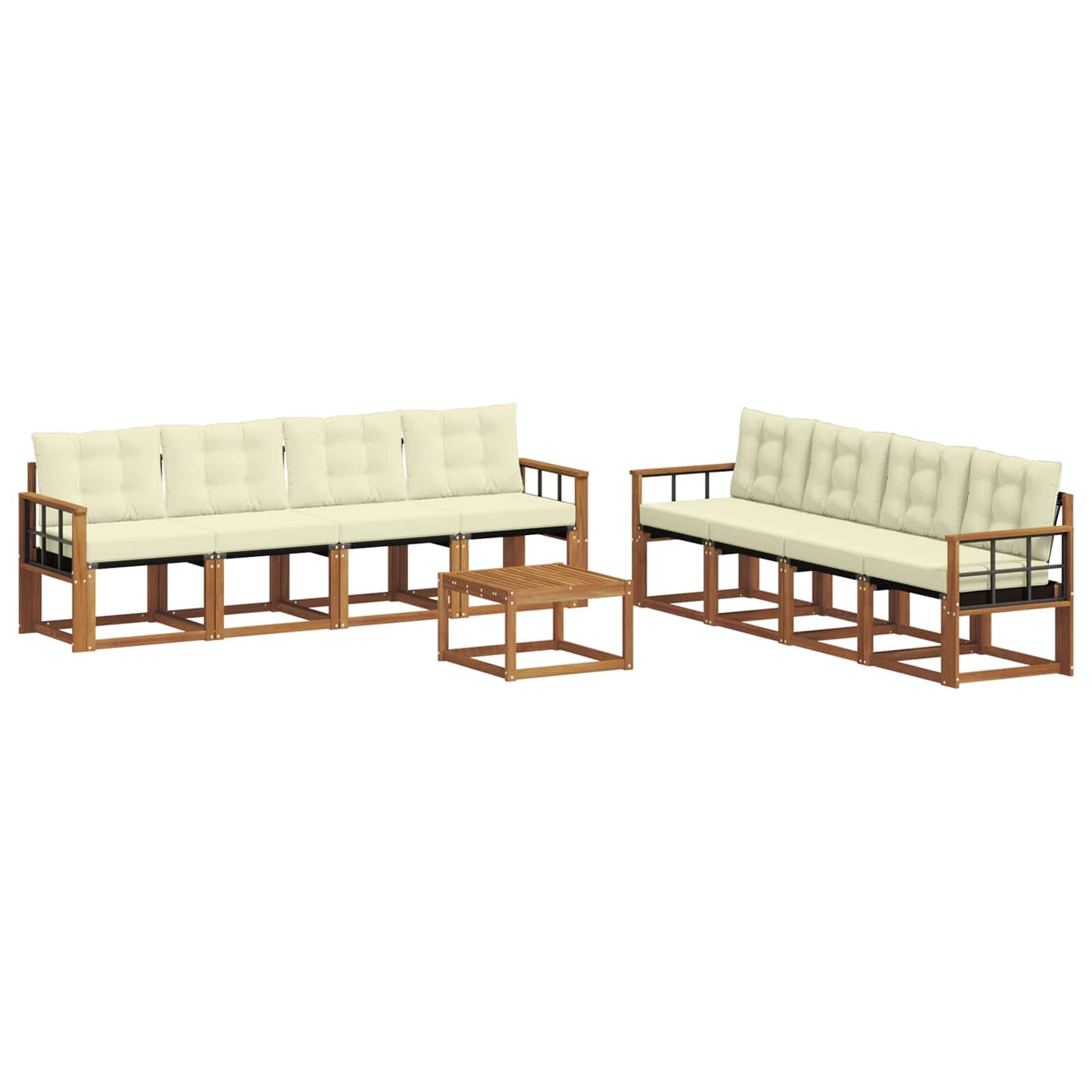 Buiten bankenset met kussen 9 pcs Natuurlijk en Crème is nu te koop bij PeponiXL, paradijselijk wonen!