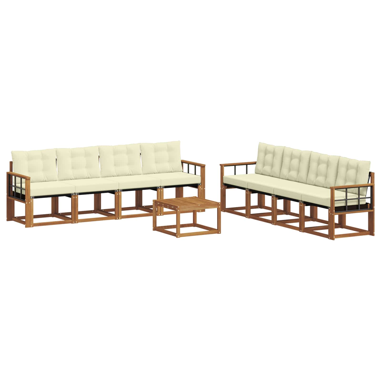 Buiten bankenset met kussen 9 pcs Natuurlijk en Crème is nu te koop bij PeponiXL, paradijselijk wonen!