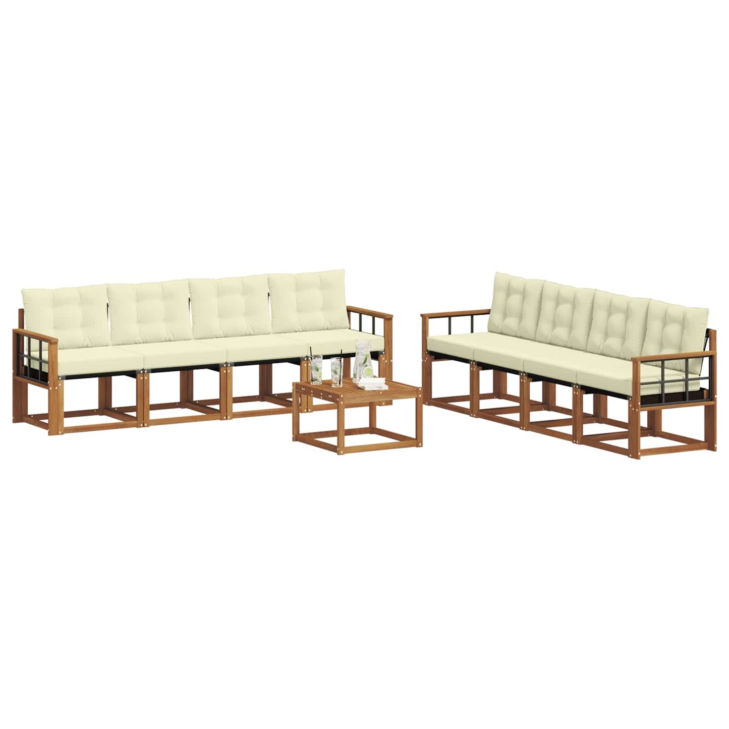 Buiten bankenset met kussen 9 pcs Natuurlijk en Crème is nu te koop bij PeponiXL, paradijselijk wonen!