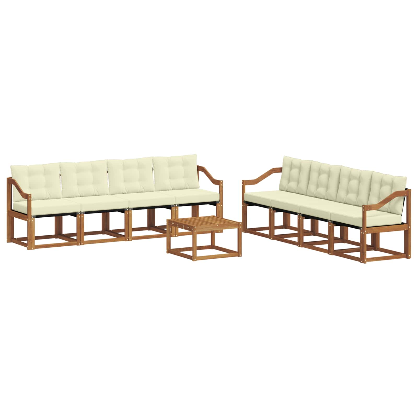 Buiten bankenset met kussen 9 pcs Natuurlijk en Crème is nu te koop bij PeponiXL, paradijselijk wonen!