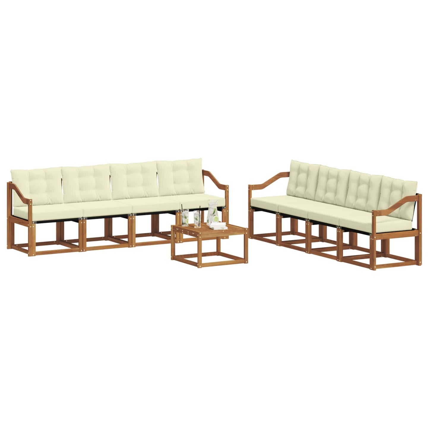 Buiten bankenset met kussen 9 pcs Natuurlijk en Crème is nu te koop bij PeponiXL, paradijselijk wonen!
