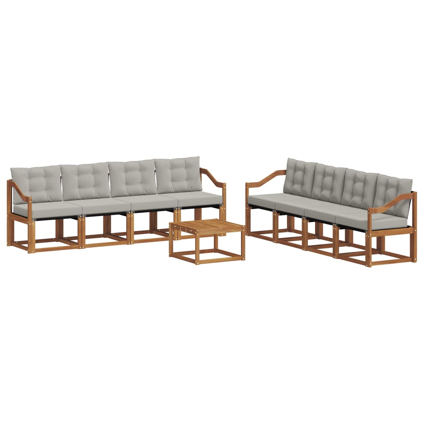 Buiten bankenset met kussen 9 pcs Natuurlijk en Lichtgrijs is nu te koop bij PeponiXL, paradijselijk wonen!