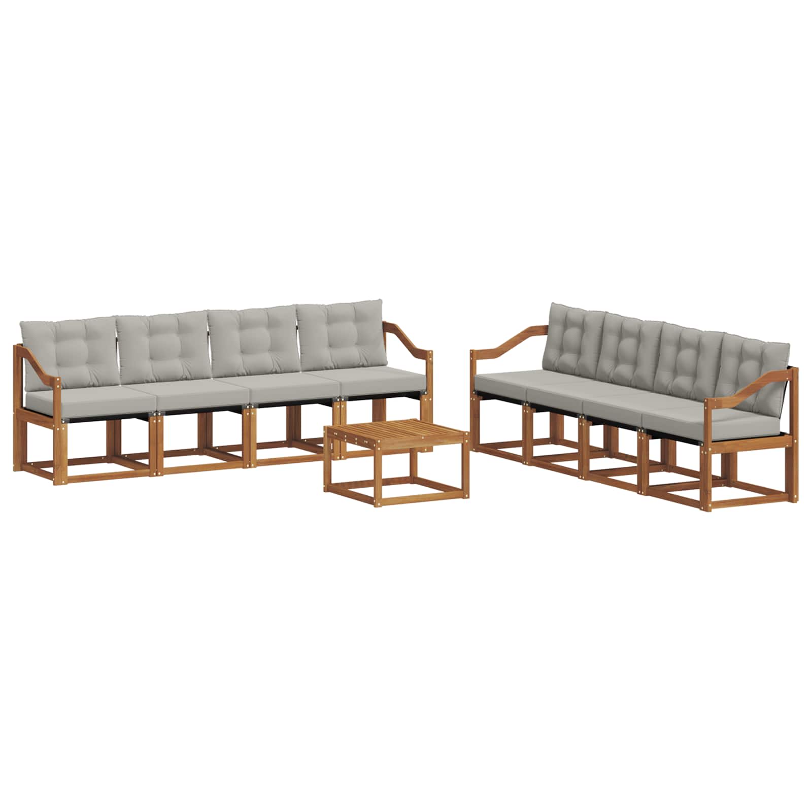 Buiten bankenset met kussen 9 pcs Natuurlijk en Lichtgrijs is nu te koop bij PeponiXL, paradijselijk wonen!