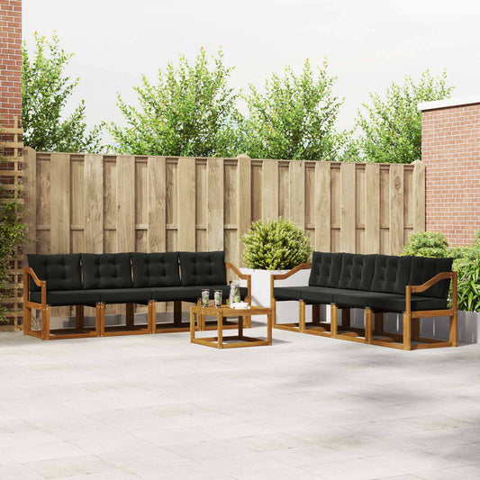Buiten bankenset met kussen 9 pcs Natuurlijk en Zwart is nu te koop bij PeponiXL, paradijselijk wonen!