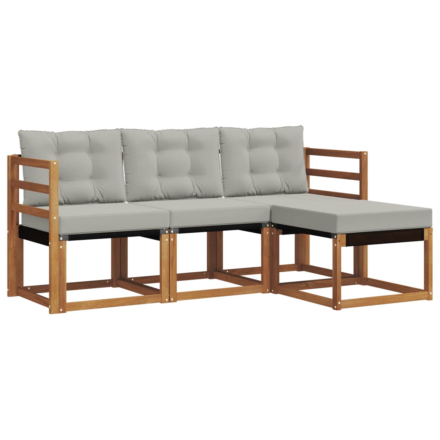 Buiten bankenset met kussen 4 pcs Natuurlijk en Lichtgrijs is nu te koop bij PeponiXL, paradijselijk wonen!