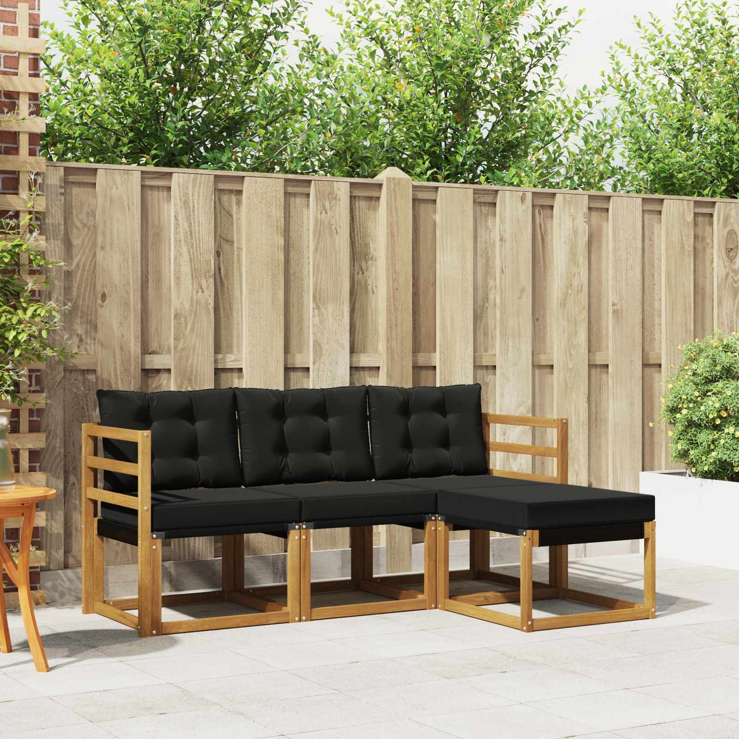 Buiten bankenset met kussen 4 pcs Natuurlijk en Zwart is nu te koop bij PeponiXL, paradijselijk wonen!
