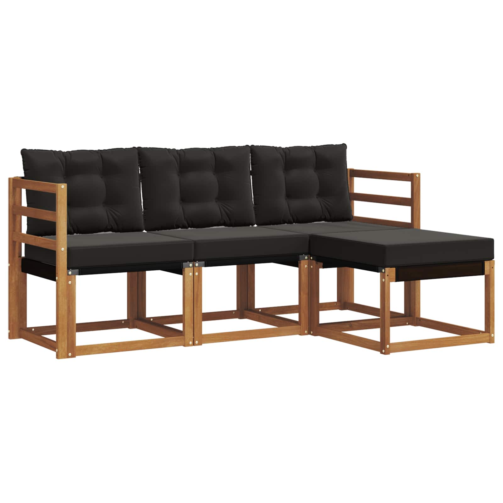 Buiten bankenset met kussen 4 pcs Natuurlijk en Zwart is nu te koop bij PeponiXL, paradijselijk wonen!