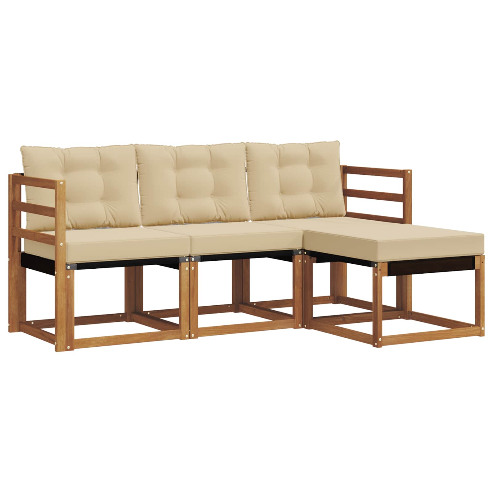 Buiten bankenset met kussen 4 pcs Natuurlijk en Beige is nu te koop bij PeponiXL, paradijselijk wonen!