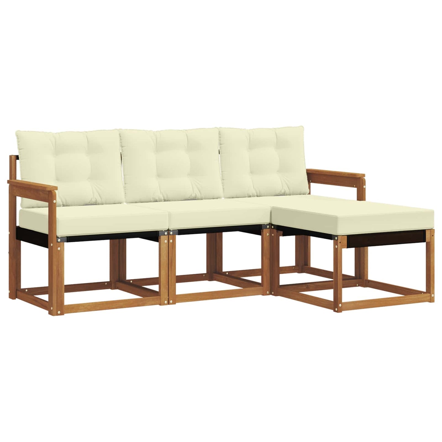 Buiten bankenset met kussen 4 pcs Natuurlijk en Crème is nu te koop bij PeponiXL, paradijselijk wonen!