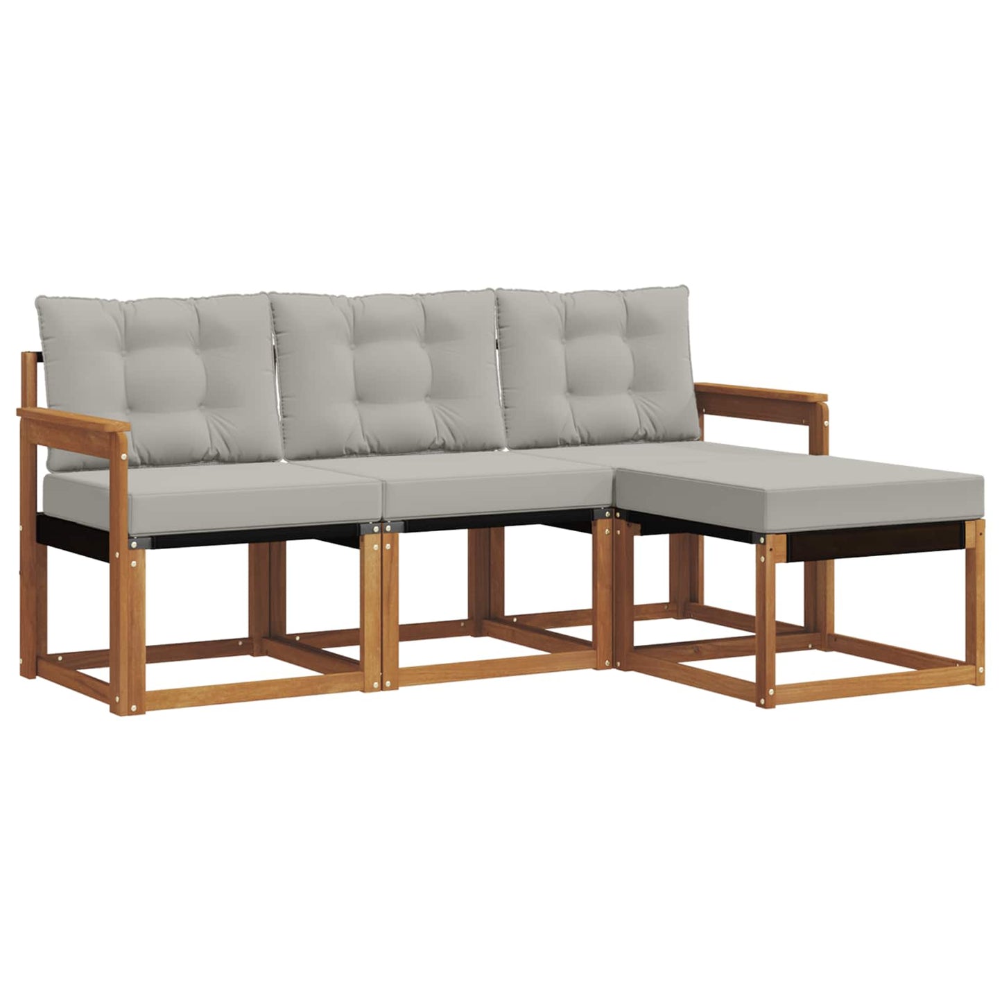 Buiten bankenset met kussen 4 pcs Natuurlijk en Lichtgrijs is nu te koop bij PeponiXL, paradijselijk wonen!
