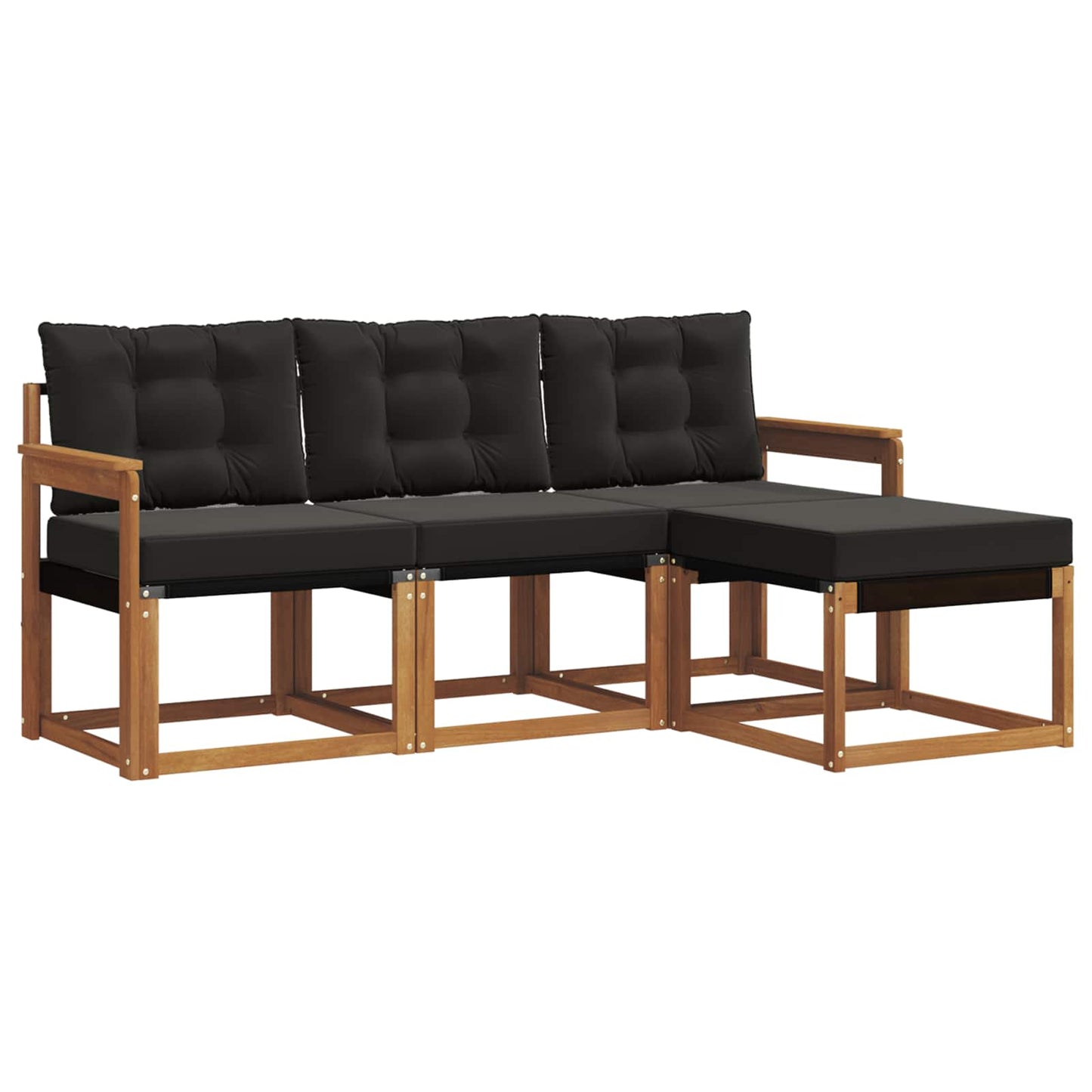 Buiten bankenset met kussen 4 pcs Natuurlijk en Zwart is nu te koop bij PeponiXL, paradijselijk wonen!
