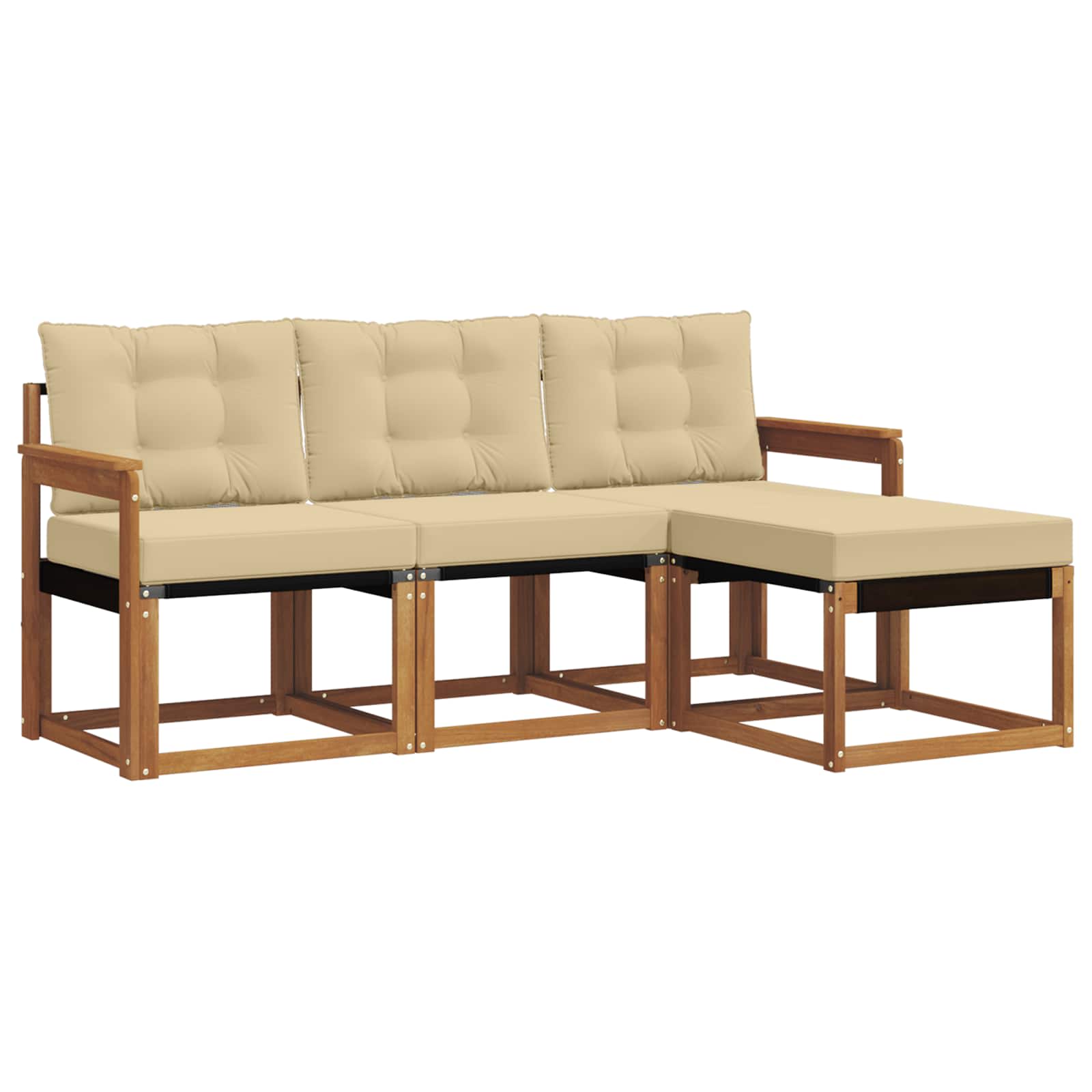 Buiten bankenset met kussen 4 pcs Natuurlijk en Beige is nu te koop bij PeponiXL, paradijselijk wonen!