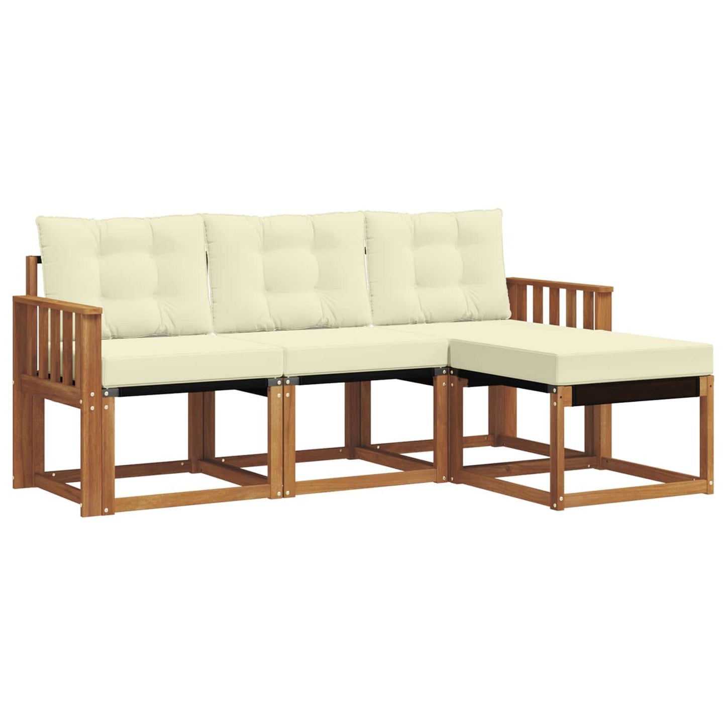 Buiten bankenset met kussen 4 pcs Natuurlijk en Crème is nu te koop bij PeponiXL, paradijselijk wonen!