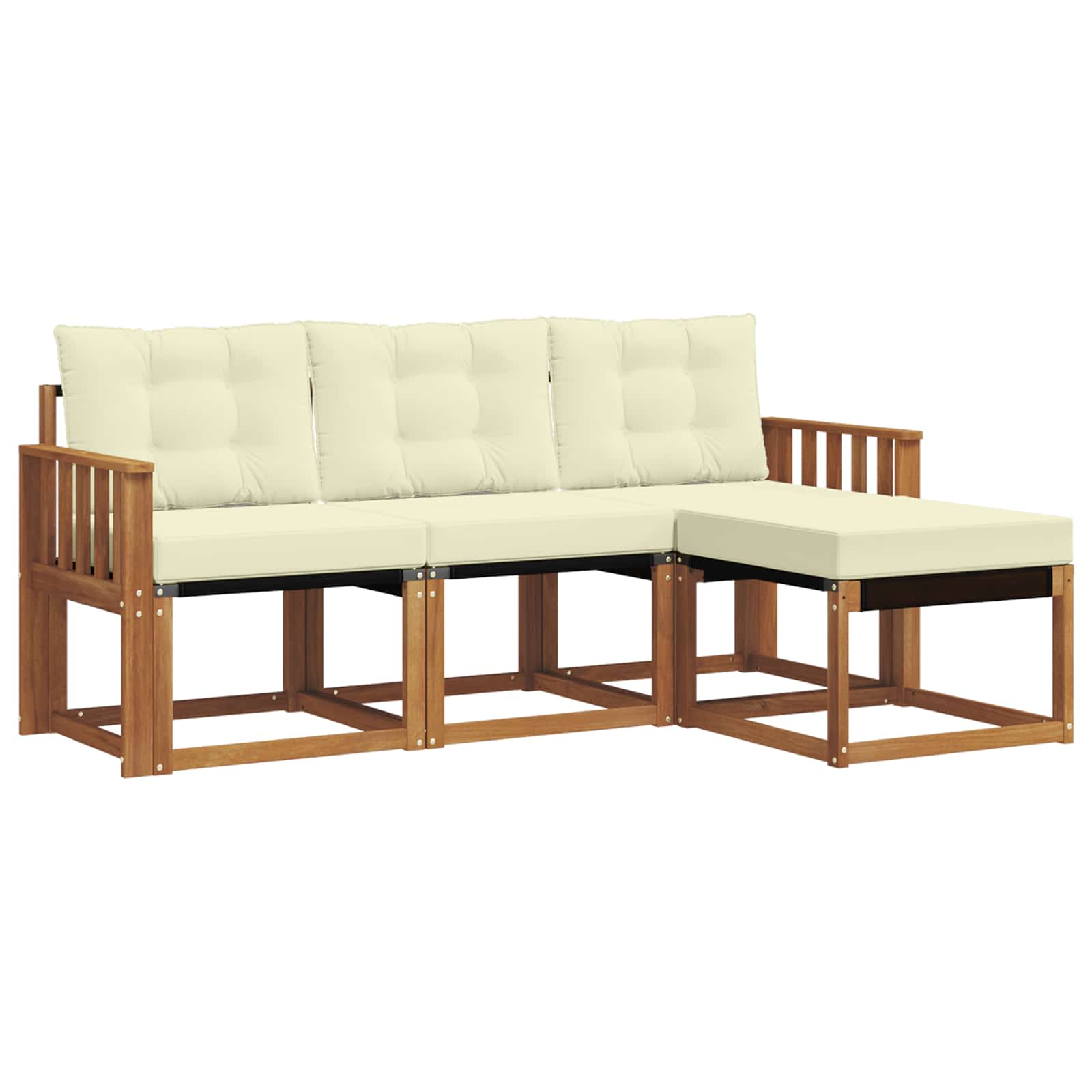 Buiten bankenset met kussen 4 pcs Natuurlijk en Crème is nu te koop bij PeponiXL, paradijselijk wonen!