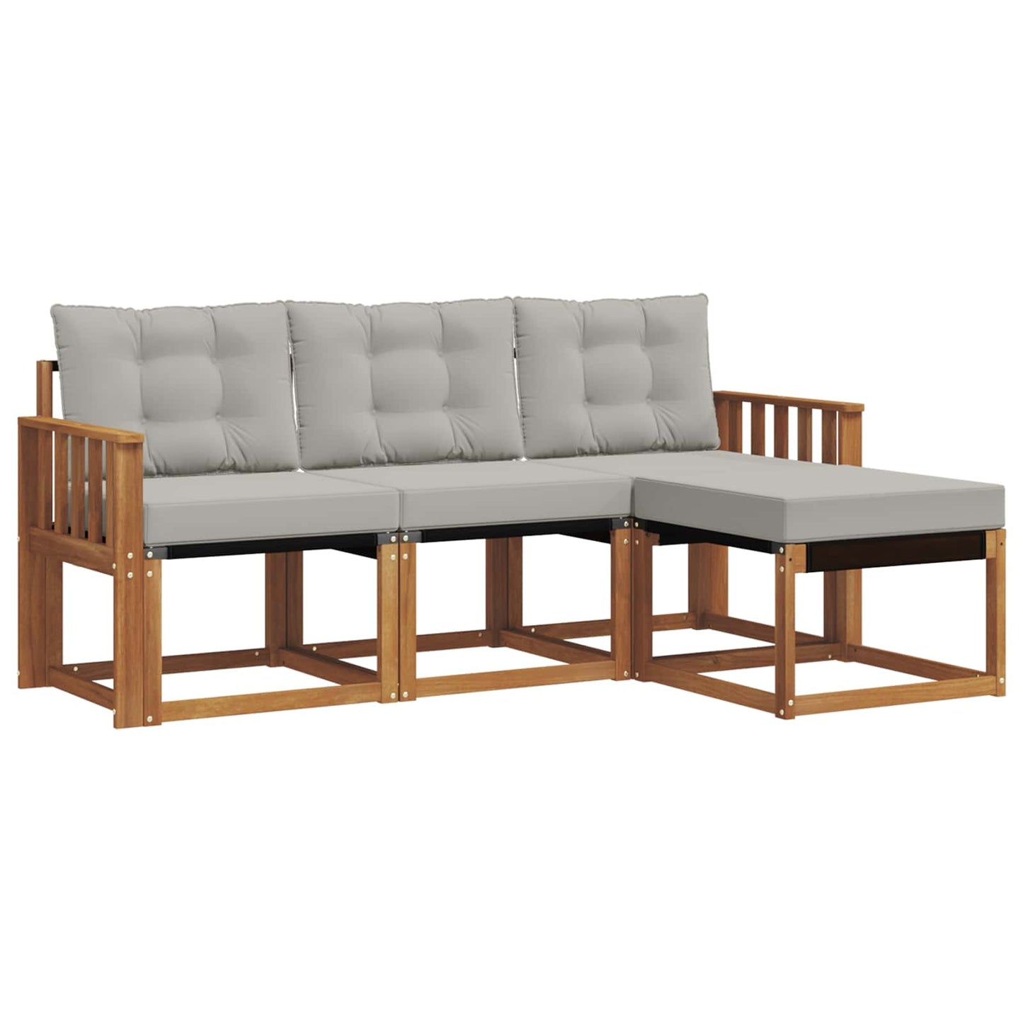 Buiten bankenset met kussen 4 pcs Natuurlijk en Lichtgrijs is nu te koop bij PeponiXL, paradijselijk wonen!