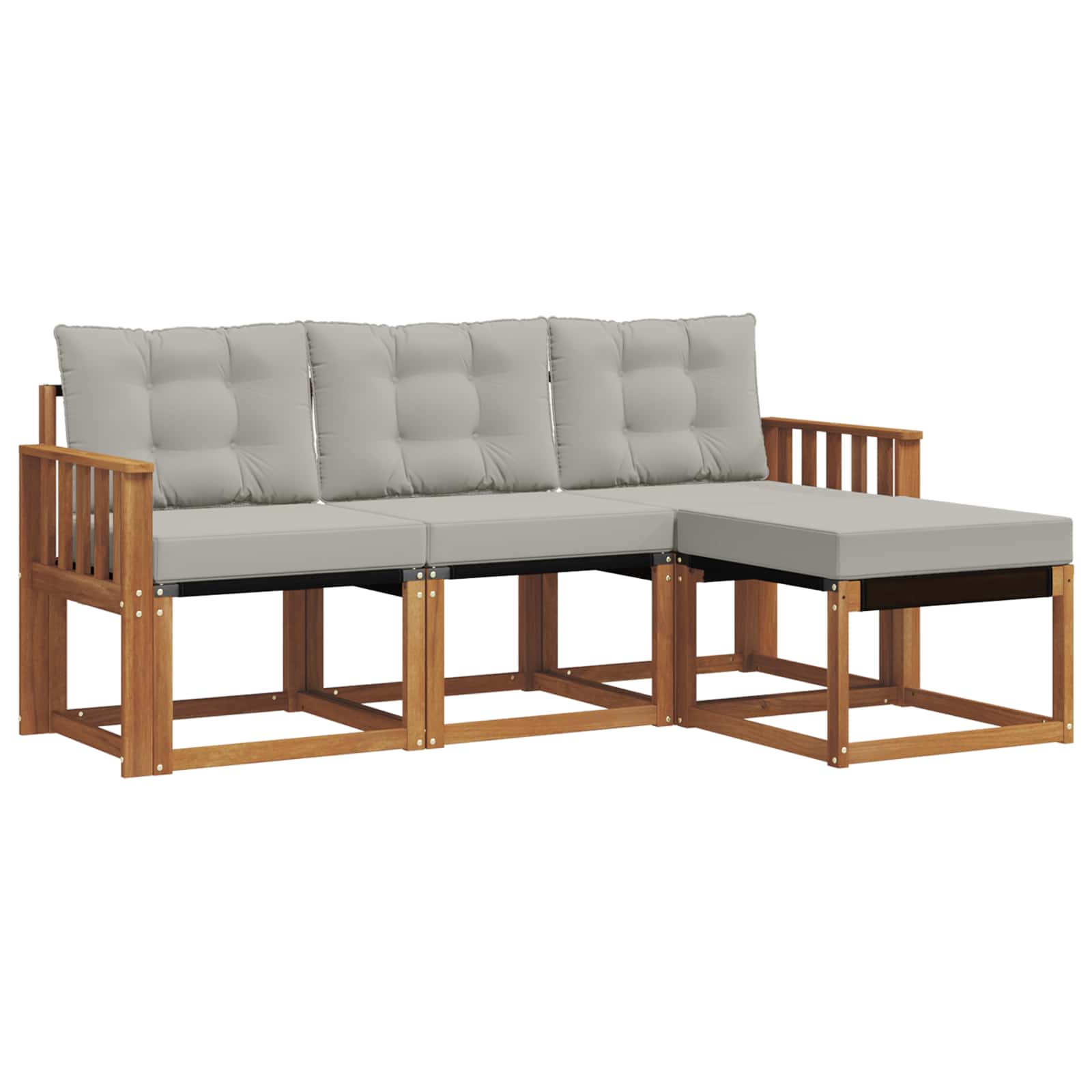 Buiten bankenset met kussen 4 pcs Natuurlijk en Lichtgrijs is nu te koop bij PeponiXL, paradijselijk wonen!