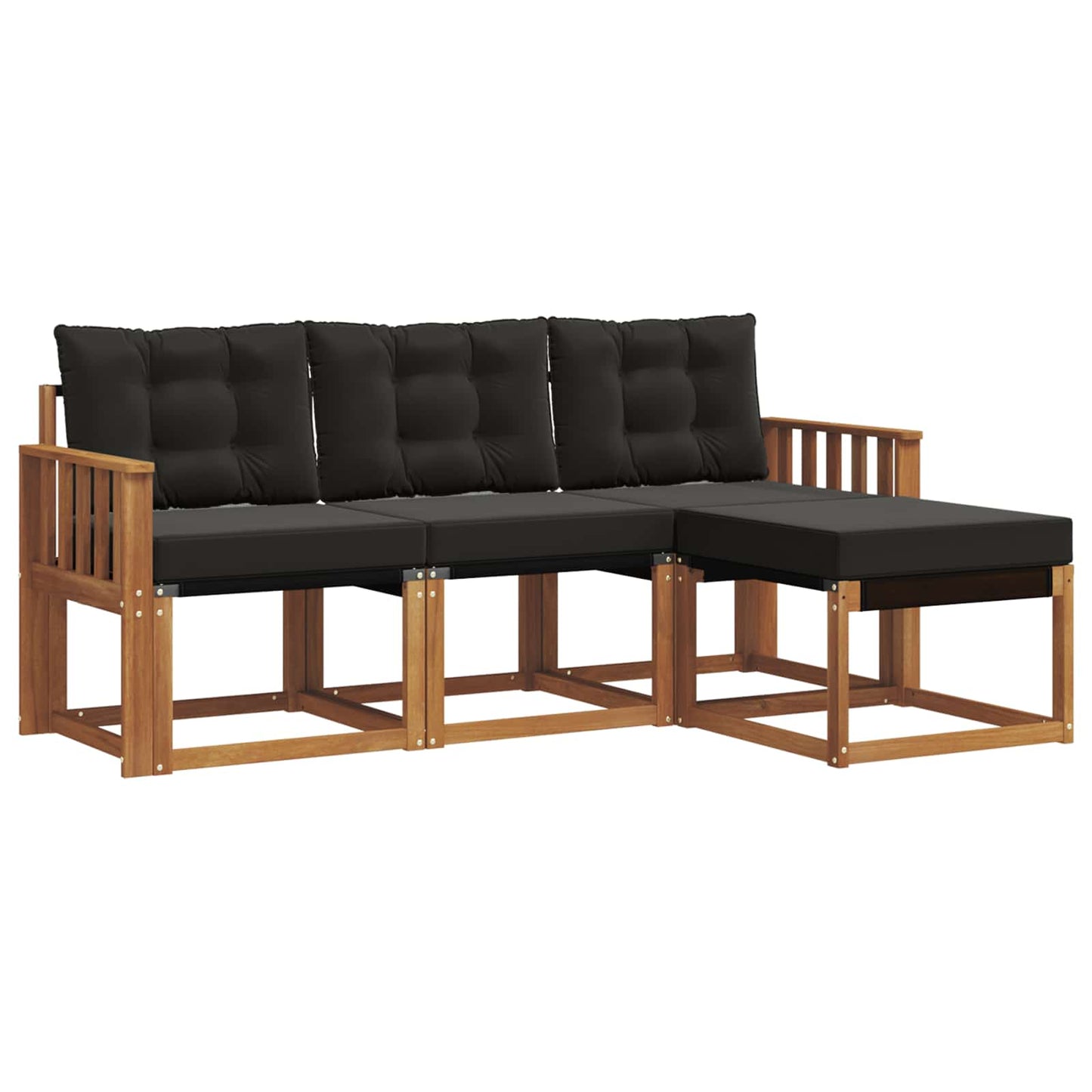 Buiten bankenset met kussen 4 pcs Natuurlijk en Zwart is nu te koop bij PeponiXL, paradijselijk wonen!