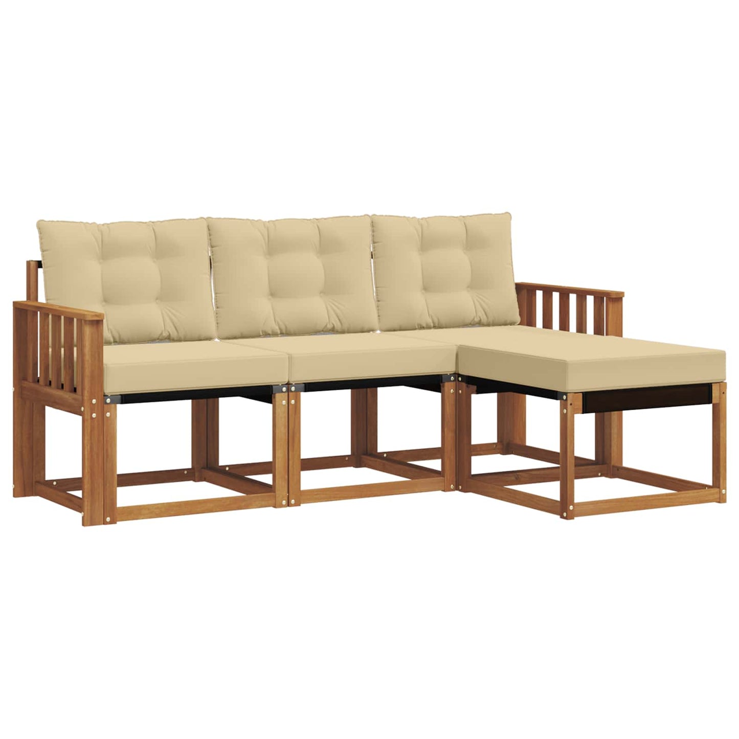 Buiten bankenset met kussen 4 pcs Natuurlijk en Beige is nu te koop bij PeponiXL, paradijselijk wonen!