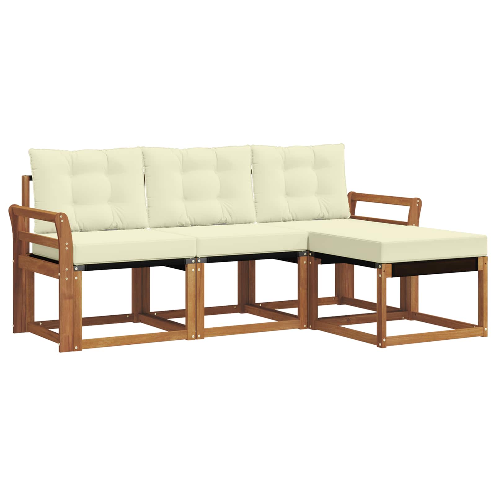 Buiten bankenset met kussen 4 pcs Natuurlijk en Crème is nu te koop bij PeponiXL, paradijselijk wonen!