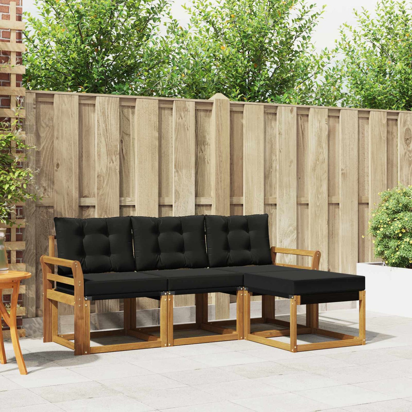 Buiten bankenset met kussen 4 pcs Natuurlijk en Zwart is nu te koop bij PeponiXL, paradijselijk wonen!