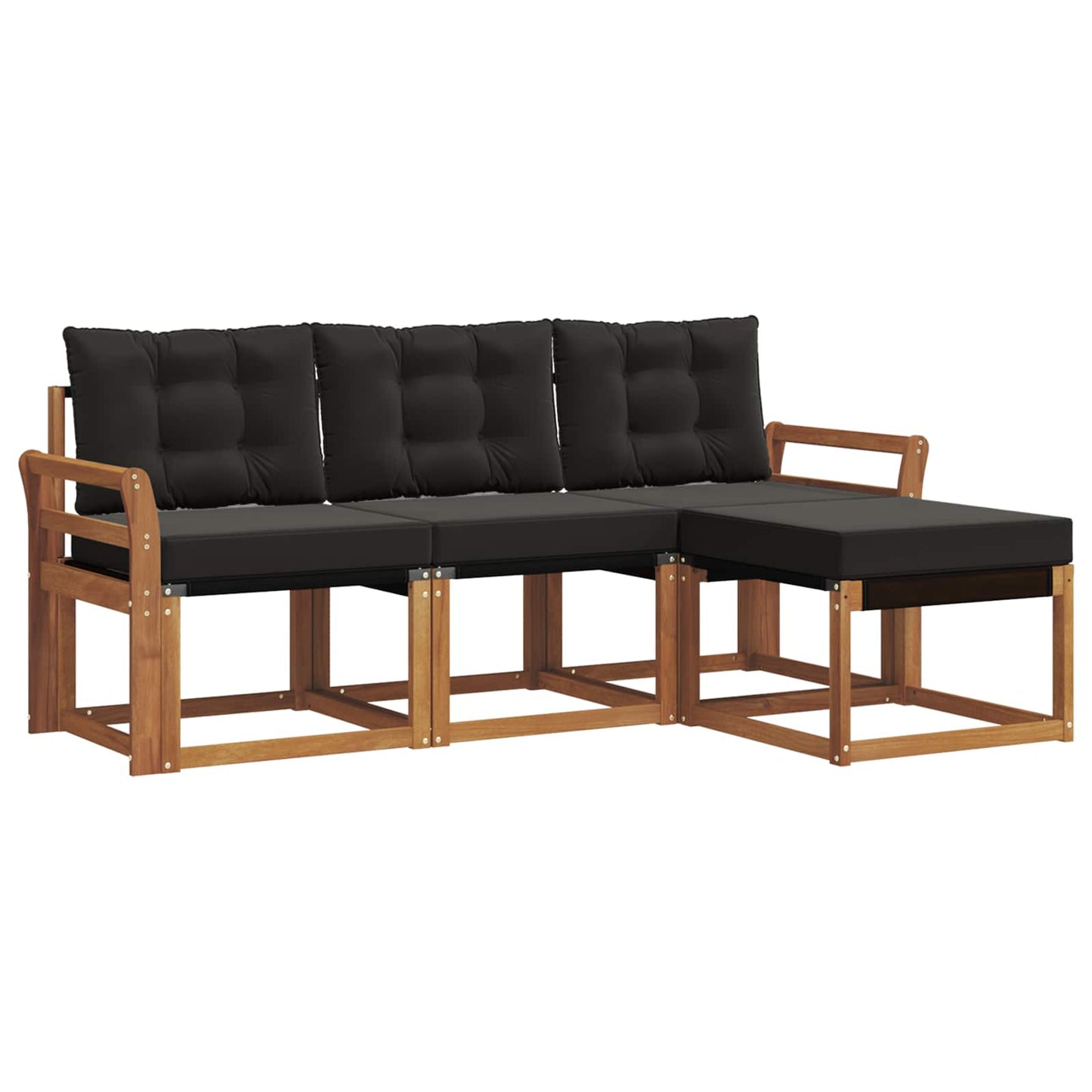 Buiten bankenset met kussen 4 pcs Natuurlijk en Zwart is nu te koop bij PeponiXL, paradijselijk wonen!