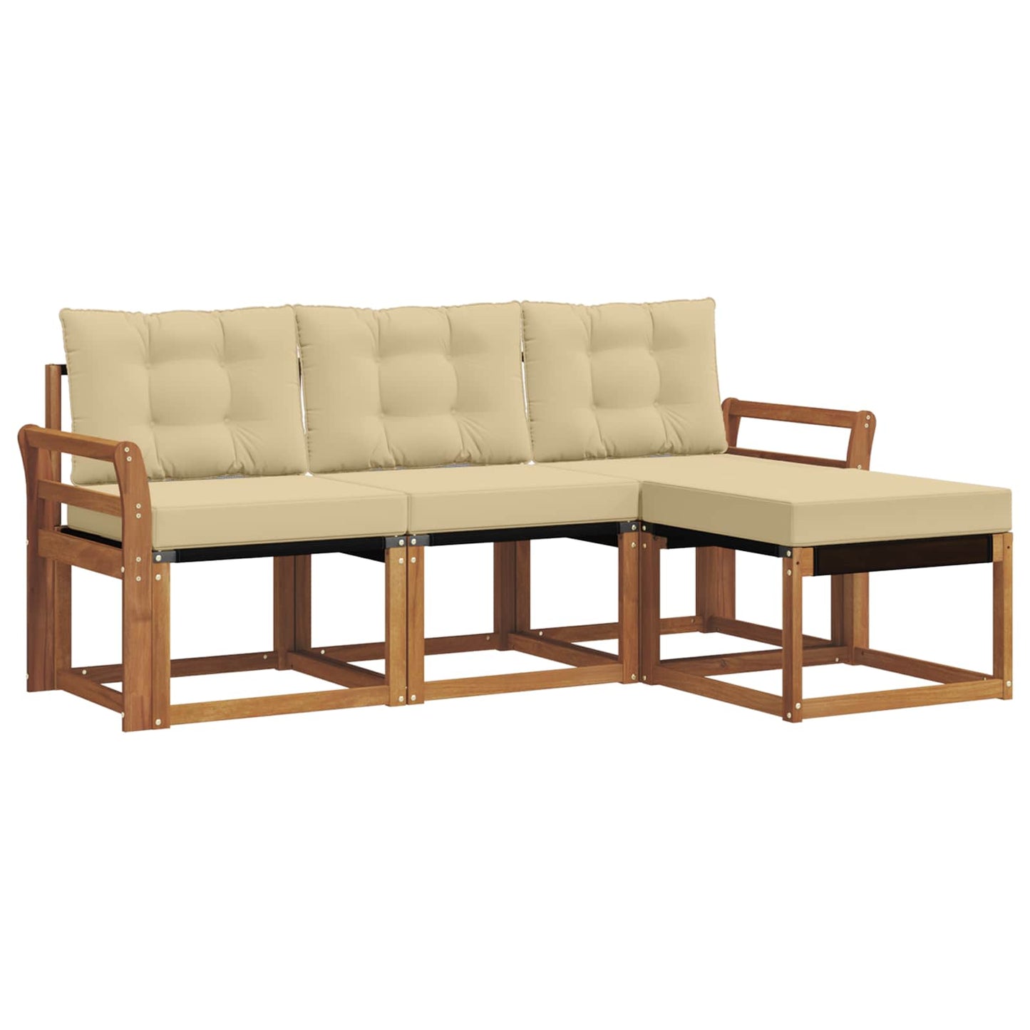 Buiten bankenset met kussen 4 pcs Natuurlijk en Beige is nu te koop bij PeponiXL, paradijselijk wonen!
