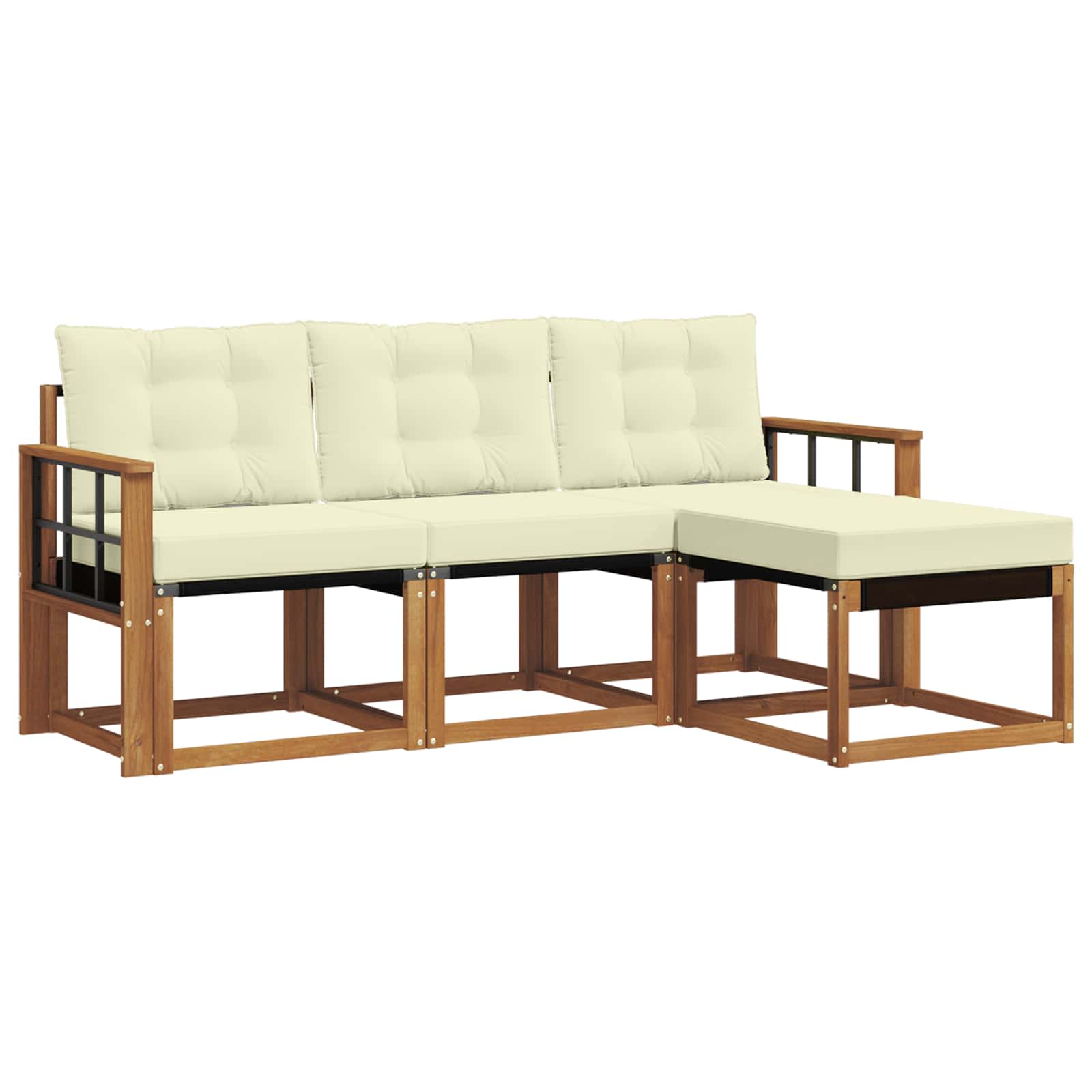 Buiten bankenset met kussen 4 pcs Natuurlijk en Crème is nu te koop bij PeponiXL, paradijselijk wonen!