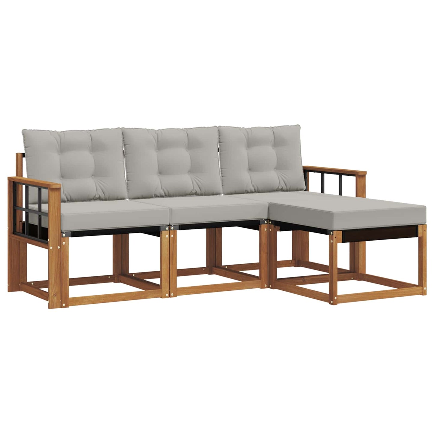 Buiten bankenset met kussen 4 pcs Natuurlijk en Lichtgrijs is nu te koop bij PeponiXL, paradijselijk wonen!