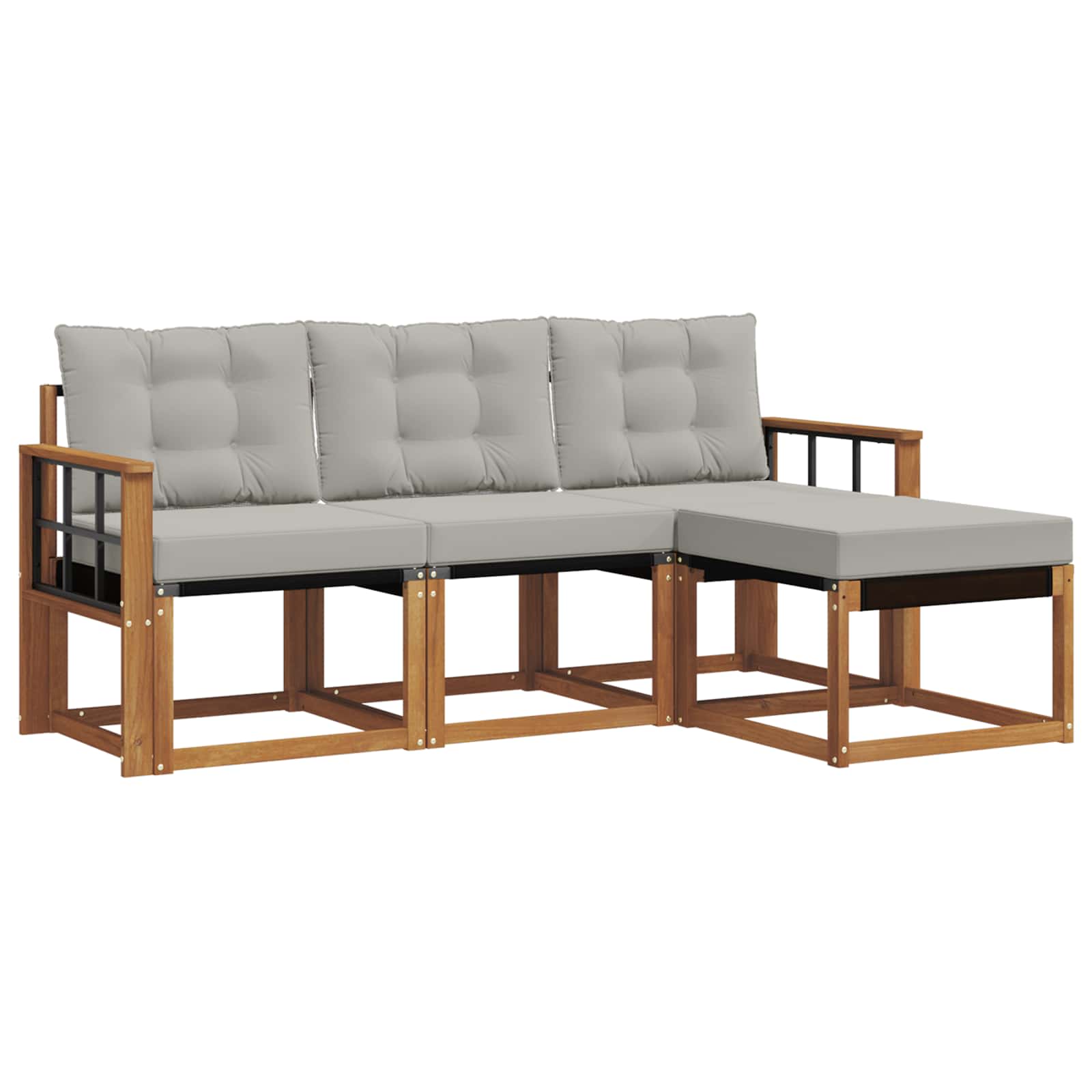 Buiten bankenset met kussen 4 pcs Natuurlijk en Lichtgrijs is nu te koop bij PeponiXL, paradijselijk wonen!