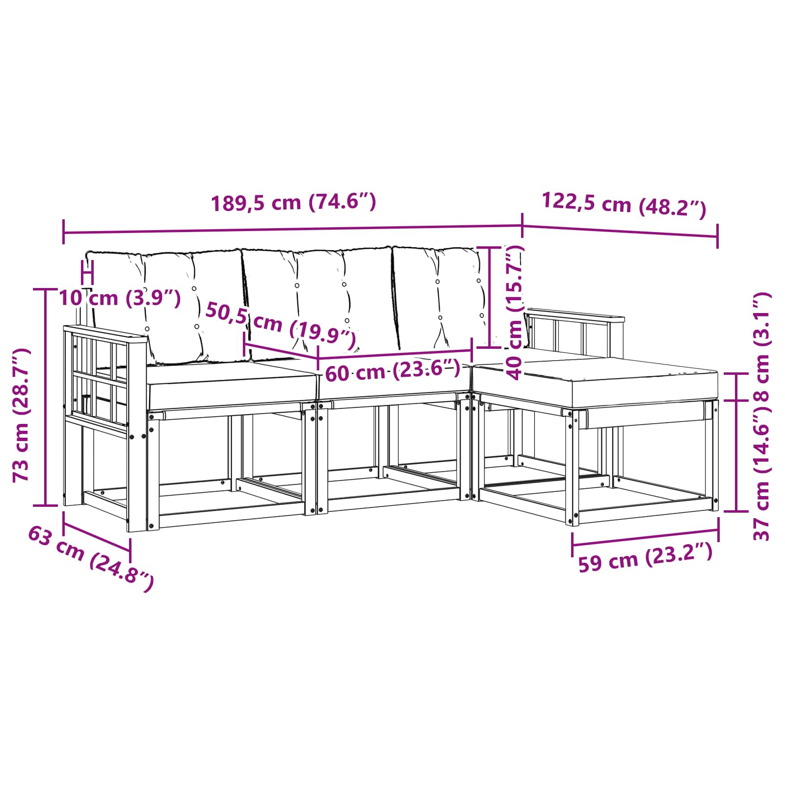 Buiten bankenset met kussen 4 pcs Natuurlijk en Zwart is nu te koop bij PeponiXL, paradijselijk wonen!