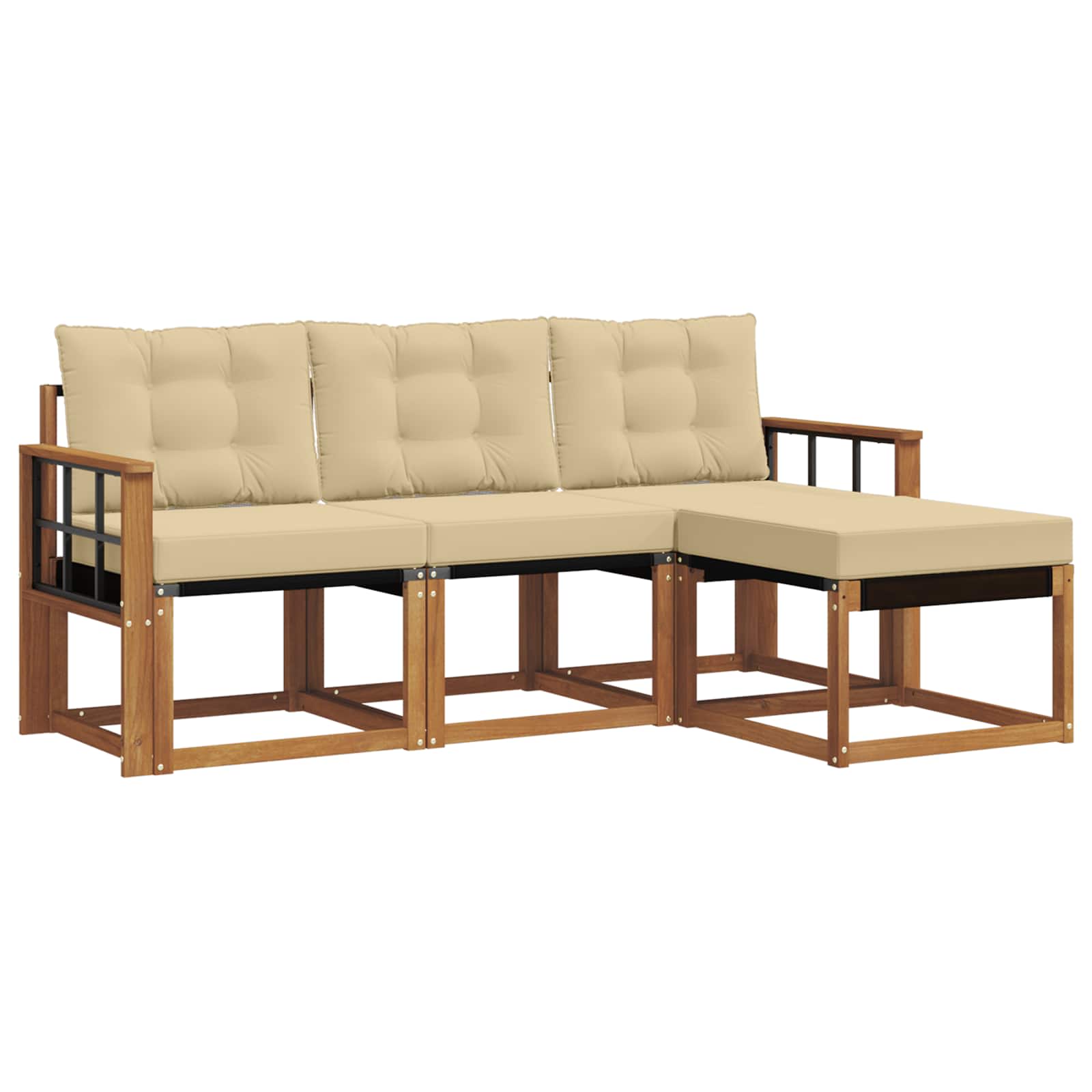 Buiten bankenset met kussen 4 pcs Natuurlijk en Beige is nu te koop bij PeponiXL, paradijselijk wonen!