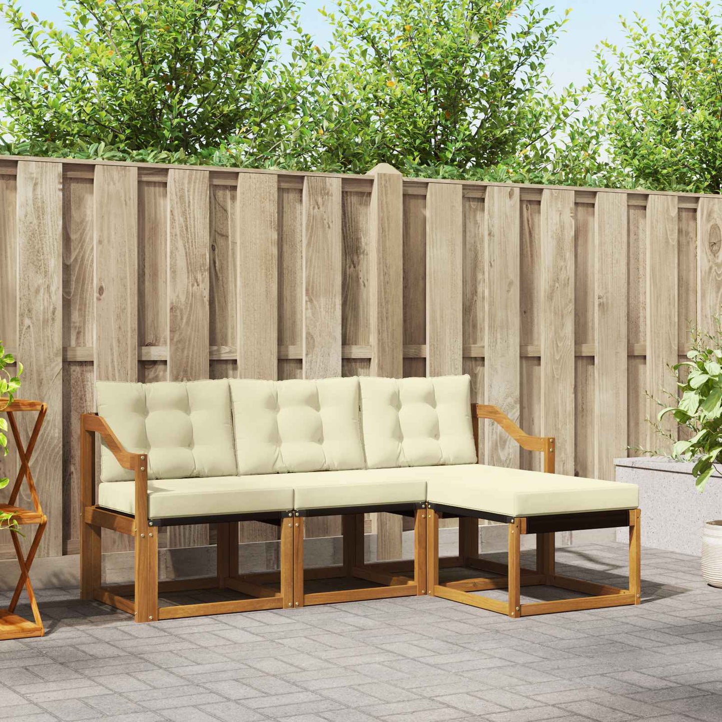 Buiten bankenset met kussen 4 pcs Natuurlijk en Crème is nu te koop bij PeponiXL, paradijselijk wonen!