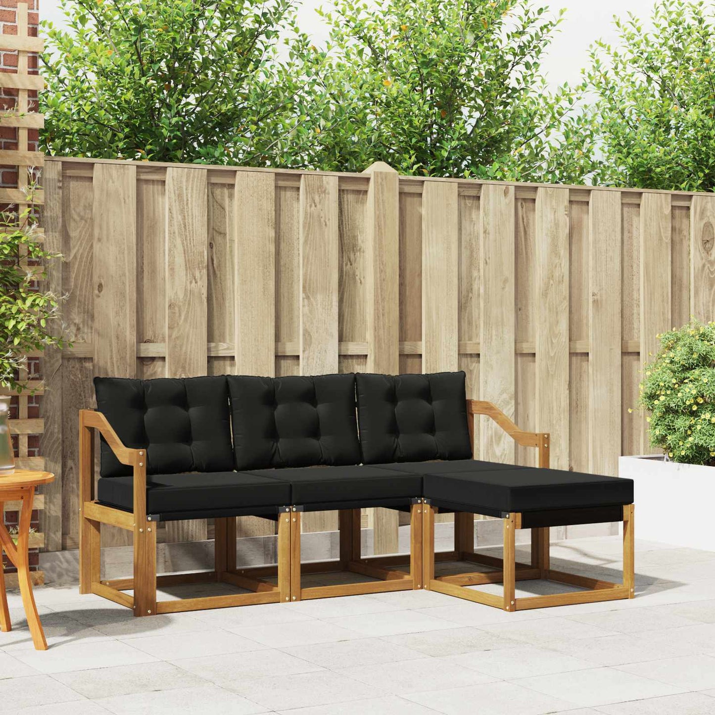 Buiten bankenset met kussen 4 pcs Natuurlijk en Zwart is nu te koop bij PeponiXL, paradijselijk wonen!