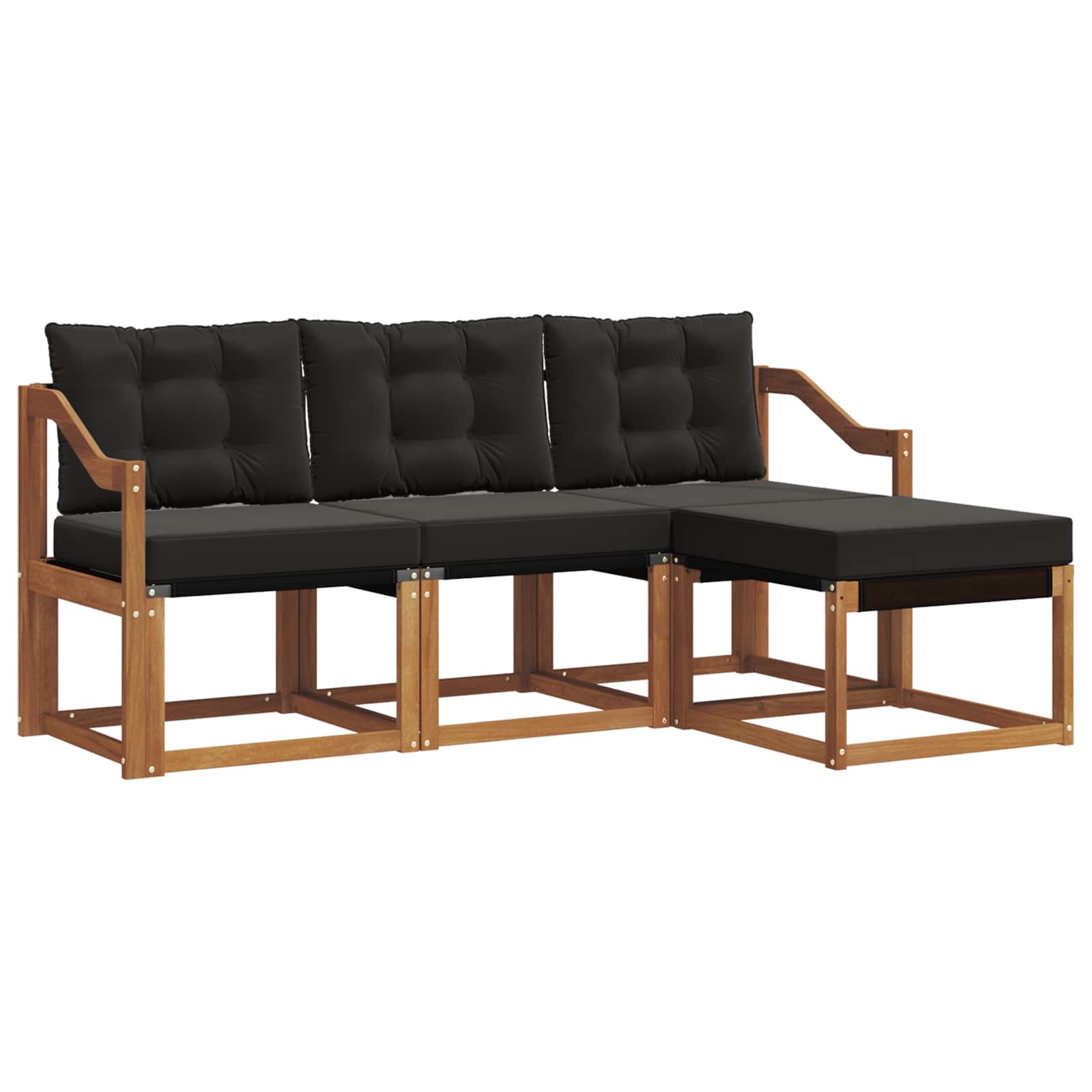 Buiten bankenset met kussen 4 pcs Natuurlijk en Zwart is nu te koop bij PeponiXL, paradijselijk wonen!