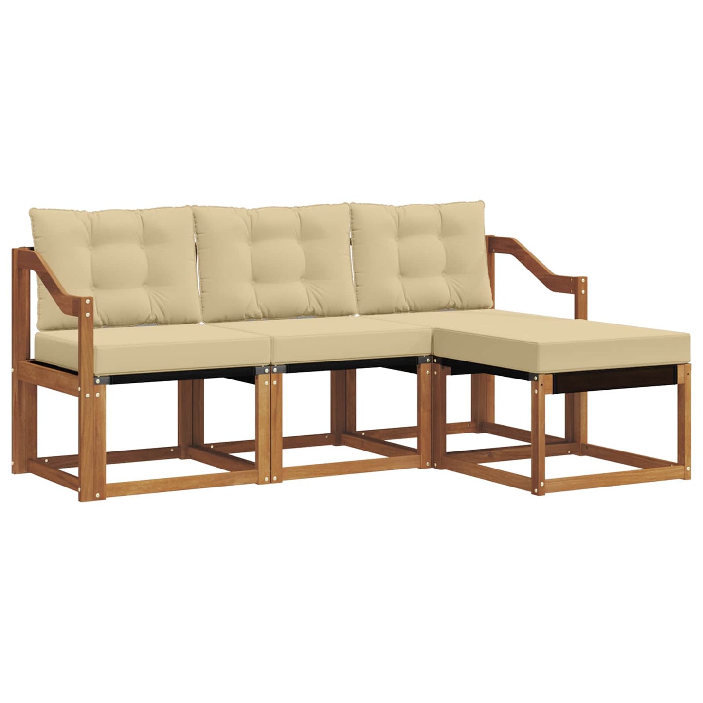 Buiten bankenset met kussen 4 pcs Natuurlijk en Beige is nu te koop bij PeponiXL, paradijselijk wonen!