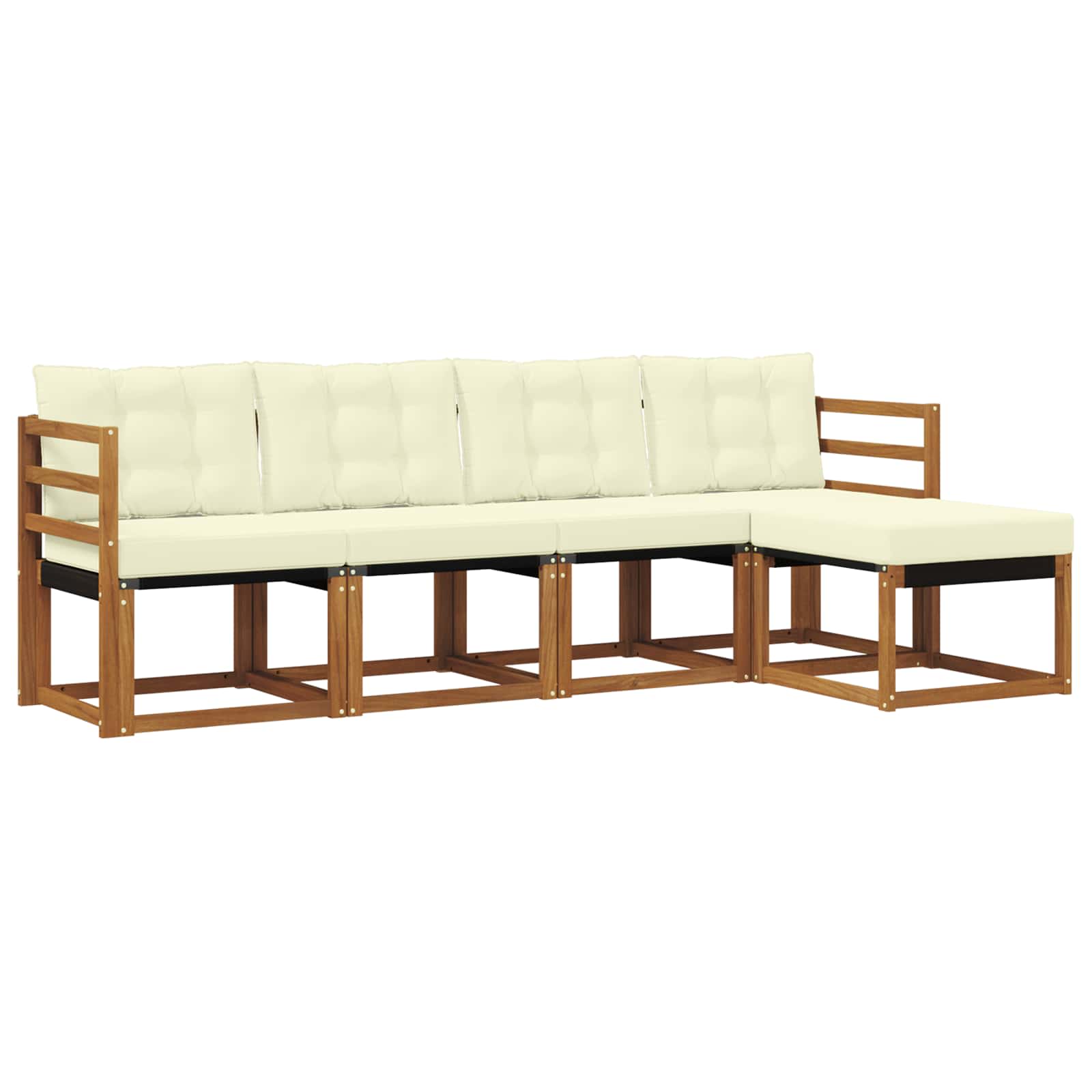 Buiten bankenset met kussen 5 pcs Natuurlijk en Crème is nu te koop bij PeponiXL, paradijselijk wonen!