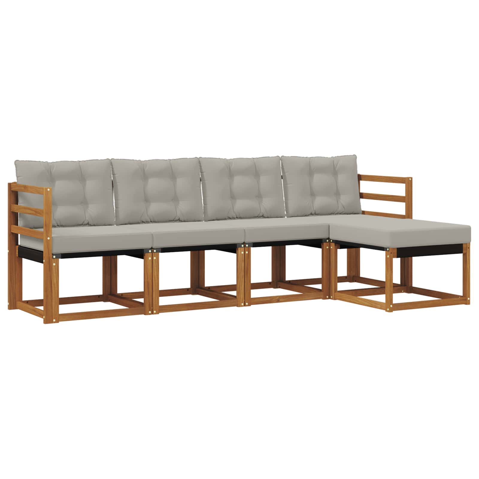 Buiten bankenset met kussen 5 pcs Natuurlijk en Lichtgrijs is nu te koop bij PeponiXL, paradijselijk wonen!