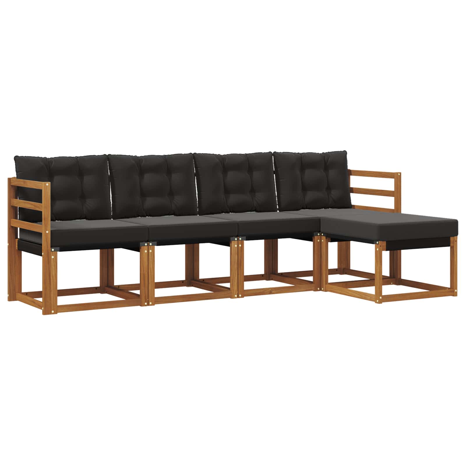 Buiten bankenset met kussen 5 pcs Natuurlijk en Zwart is nu te koop bij PeponiXL, paradijselijk wonen!