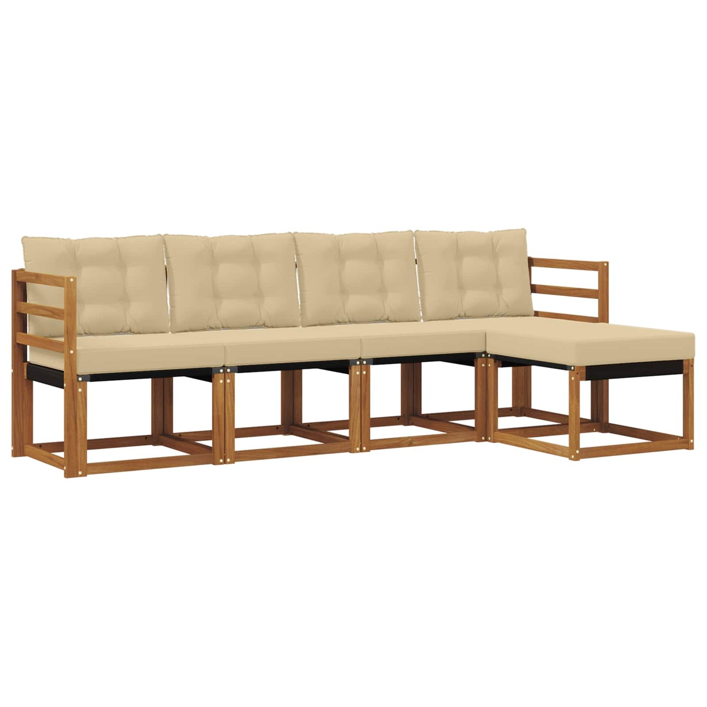 Buiten bankenset met kussen 5 pcs Natuurlijk en Beige is nu te koop bij PeponiXL, paradijselijk wonen!