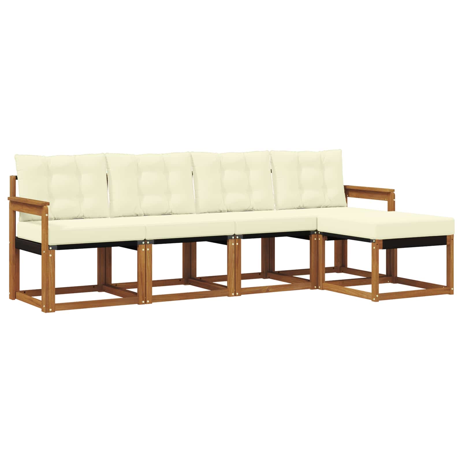 Buiten bankenset met kussen 5 pcs Natuurlijk en Crème is nu te koop bij PeponiXL, paradijselijk wonen!