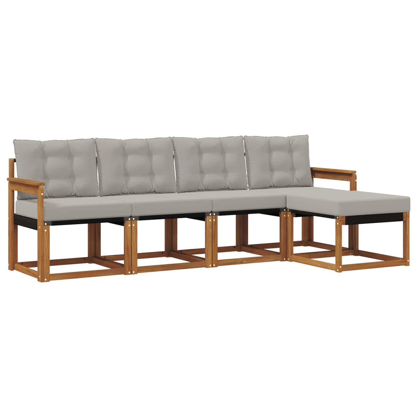 Buiten bankenset met kussen 5 pcs Natuurlijk en Lichtgrijs is nu te koop bij PeponiXL, paradijselijk wonen!
