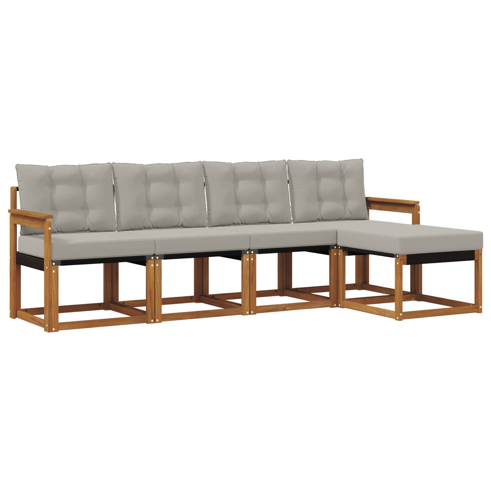 Buiten bankenset met kussen 5 pcs Natuurlijk en Lichtgrijs is nu te koop bij PeponiXL, paradijselijk wonen!