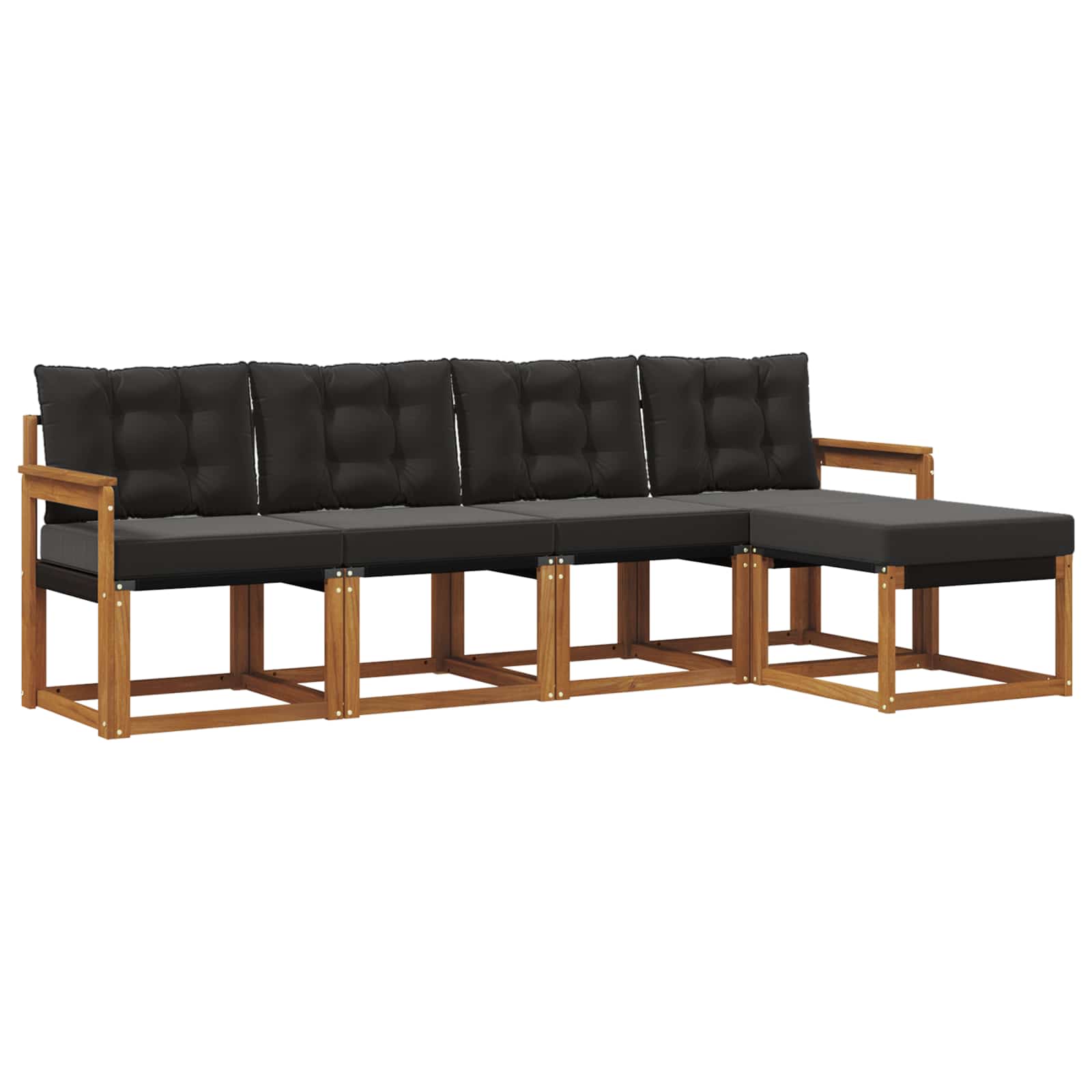 Buiten bankenset met kussen 5 pcs Natuurlijk en Zwart is nu te koop bij PeponiXL, paradijselijk wonen!