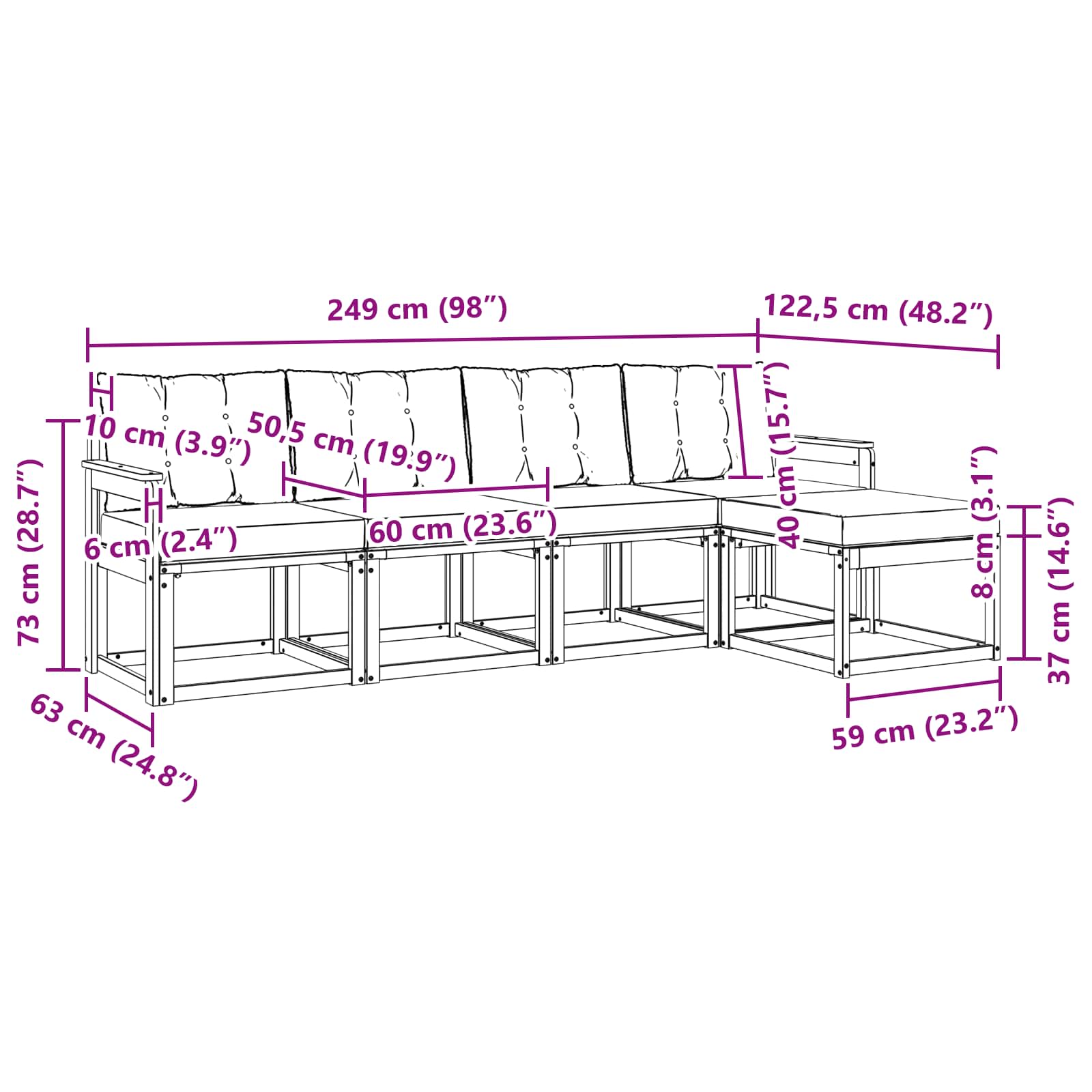Buiten bankenset met kussen 5 pcs Natuurlijk en Zwart is nu te koop bij PeponiXL, paradijselijk wonen!