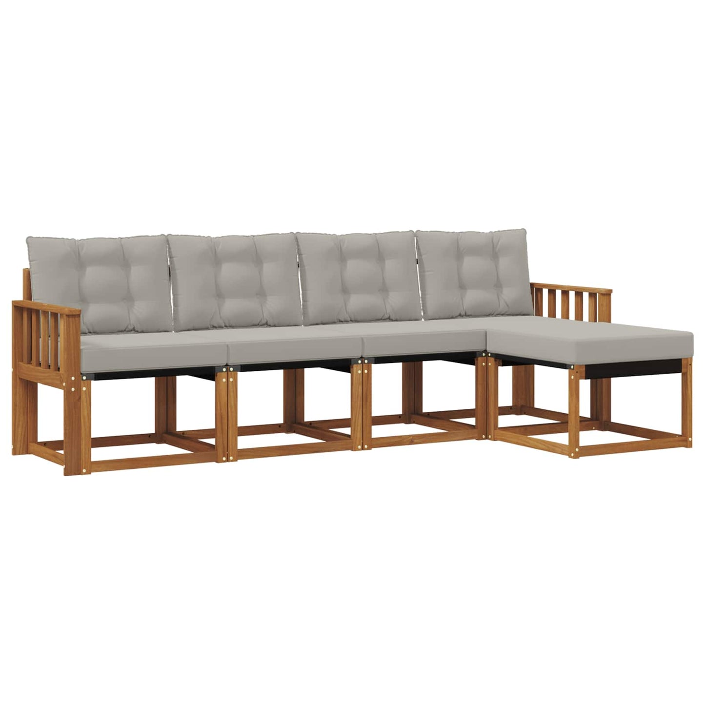 Buiten bankenset met kussen 5 pcs Natuurlijk en Lichtgrijs is nu te koop bij PeponiXL, paradijselijk wonen!