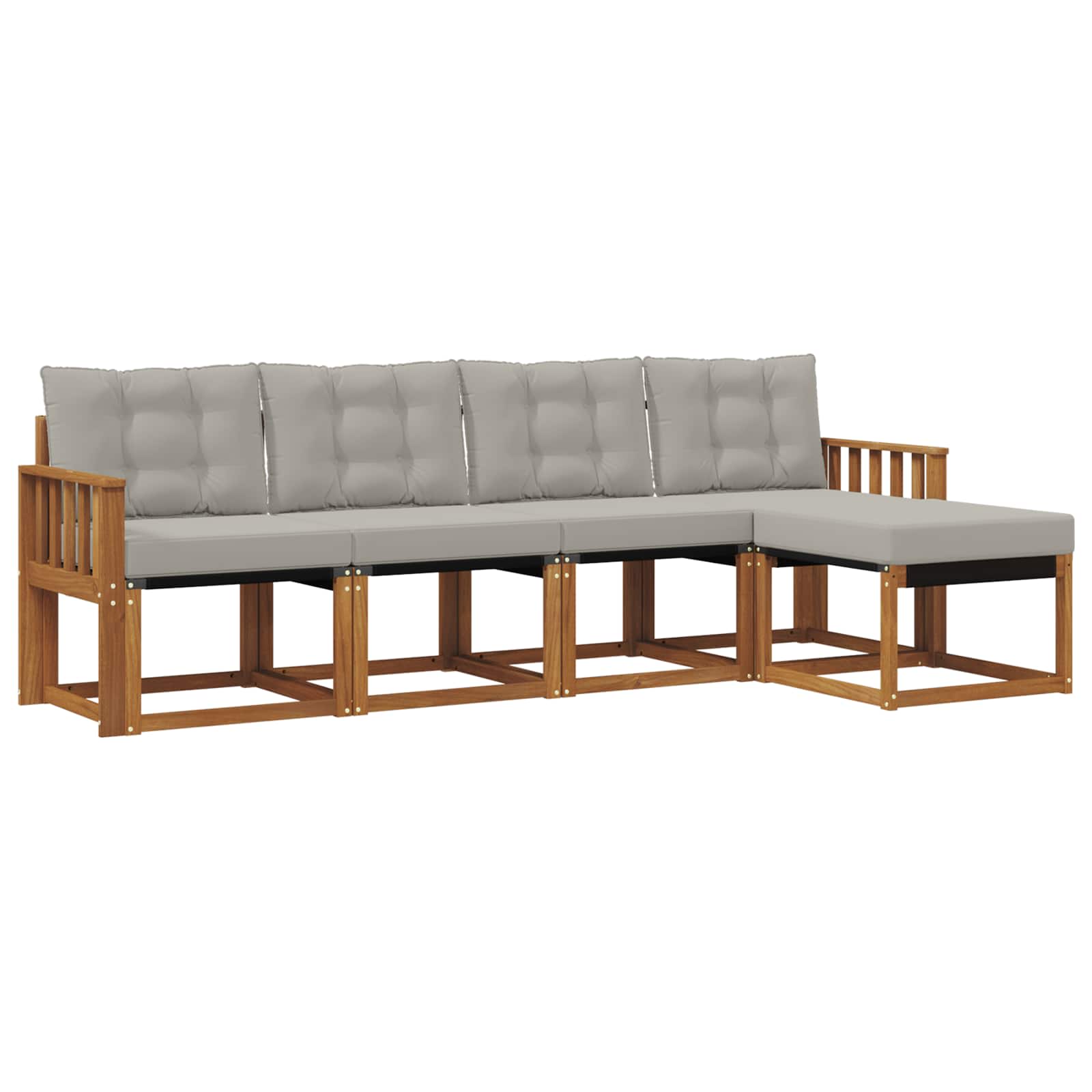 Buiten bankenset met kussen 5 pcs Natuurlijk en Lichtgrijs is nu te koop bij PeponiXL, paradijselijk wonen!