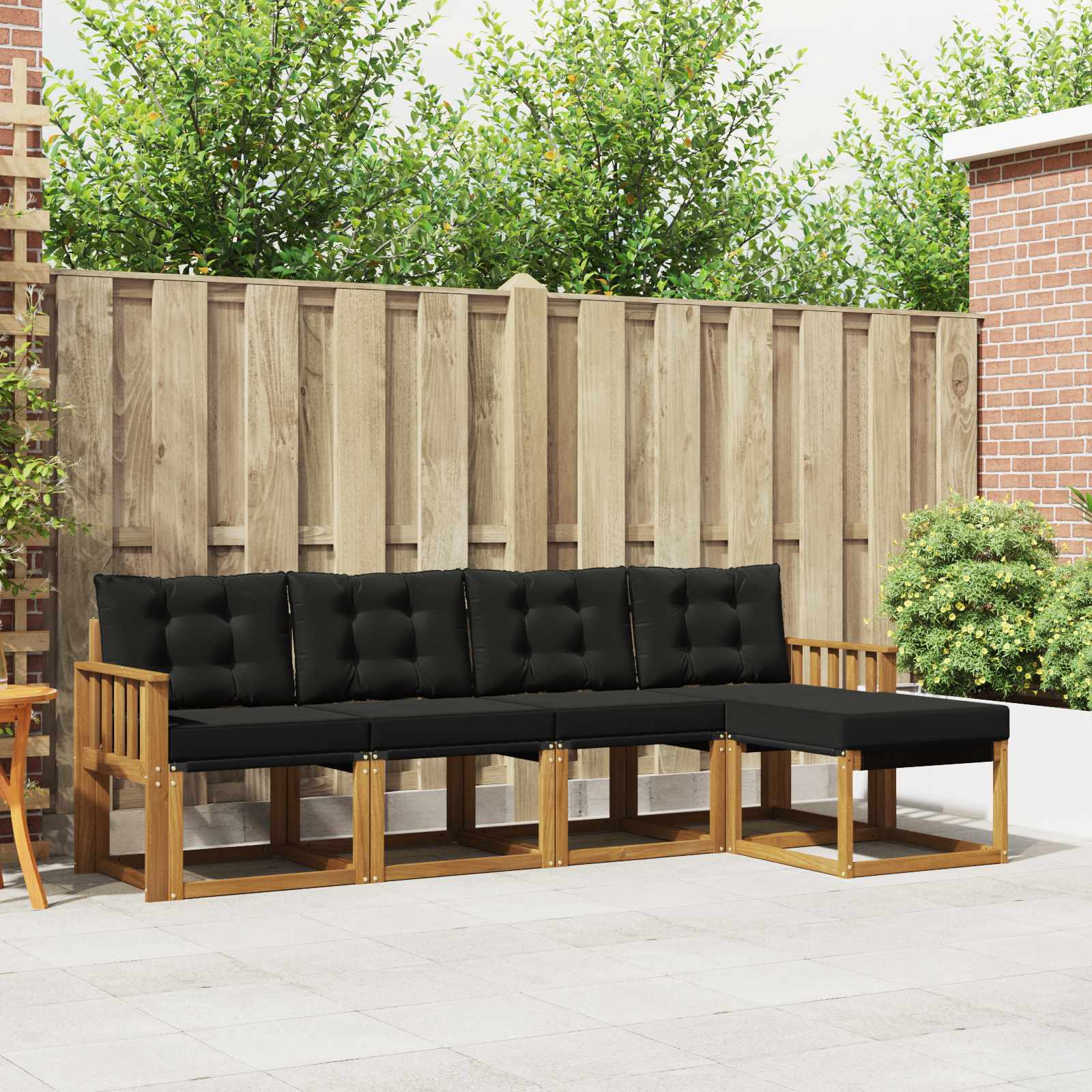 Buiten bankenset met kussen 5 pcs Natuurlijk en Zwart is nu te koop bij PeponiXL, paradijselijk wonen!