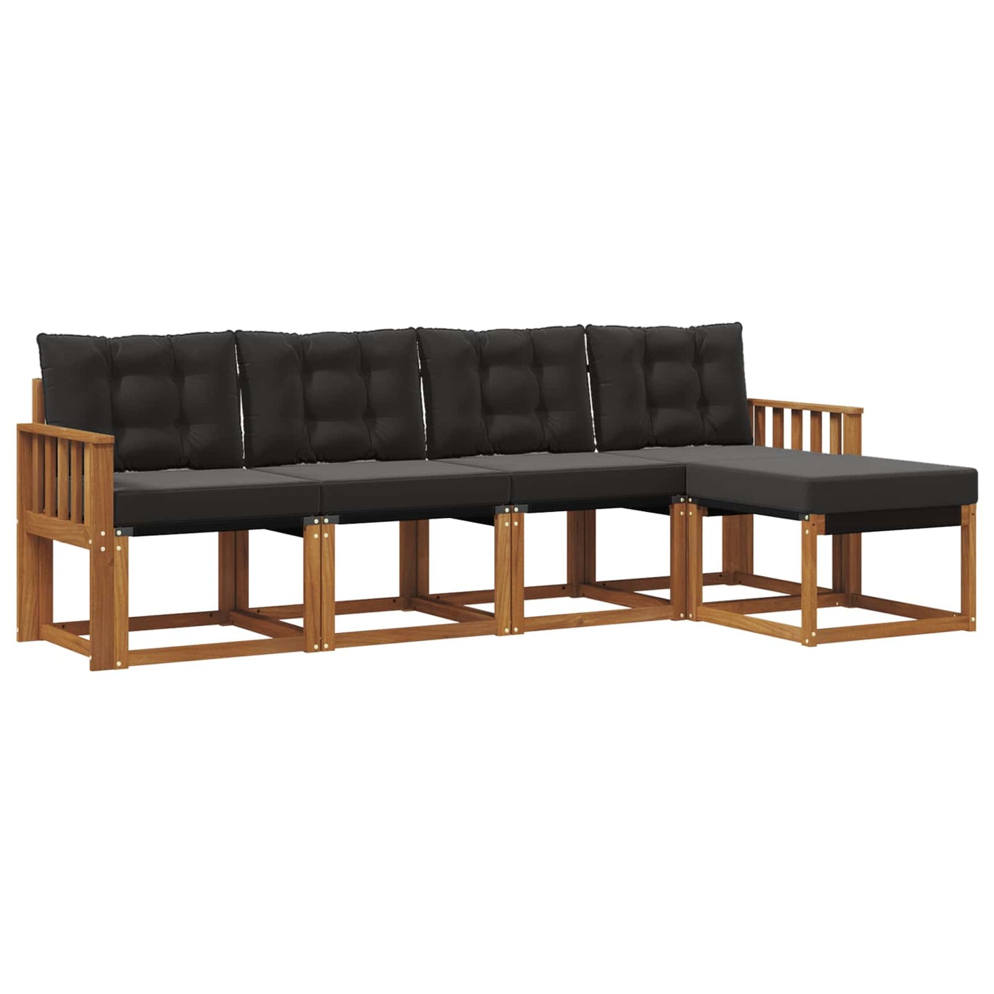 Buiten bankenset met kussen 5 pcs Natuurlijk en Zwart is nu te koop bij PeponiXL, paradijselijk wonen!