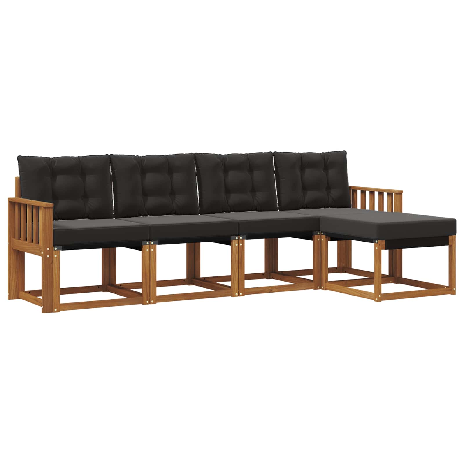 Buiten bankenset met kussen 5 pcs Natuurlijk en Zwart is nu te koop bij PeponiXL, paradijselijk wonen!