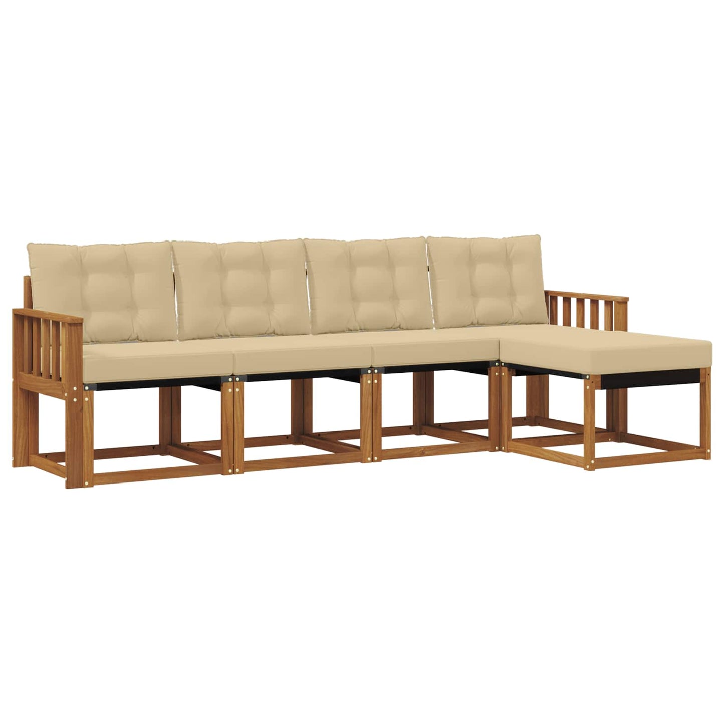 Buiten bankenset met kussen 5 pcs Natuurlijk en Beige is nu te koop bij PeponiXL, paradijselijk wonen!
